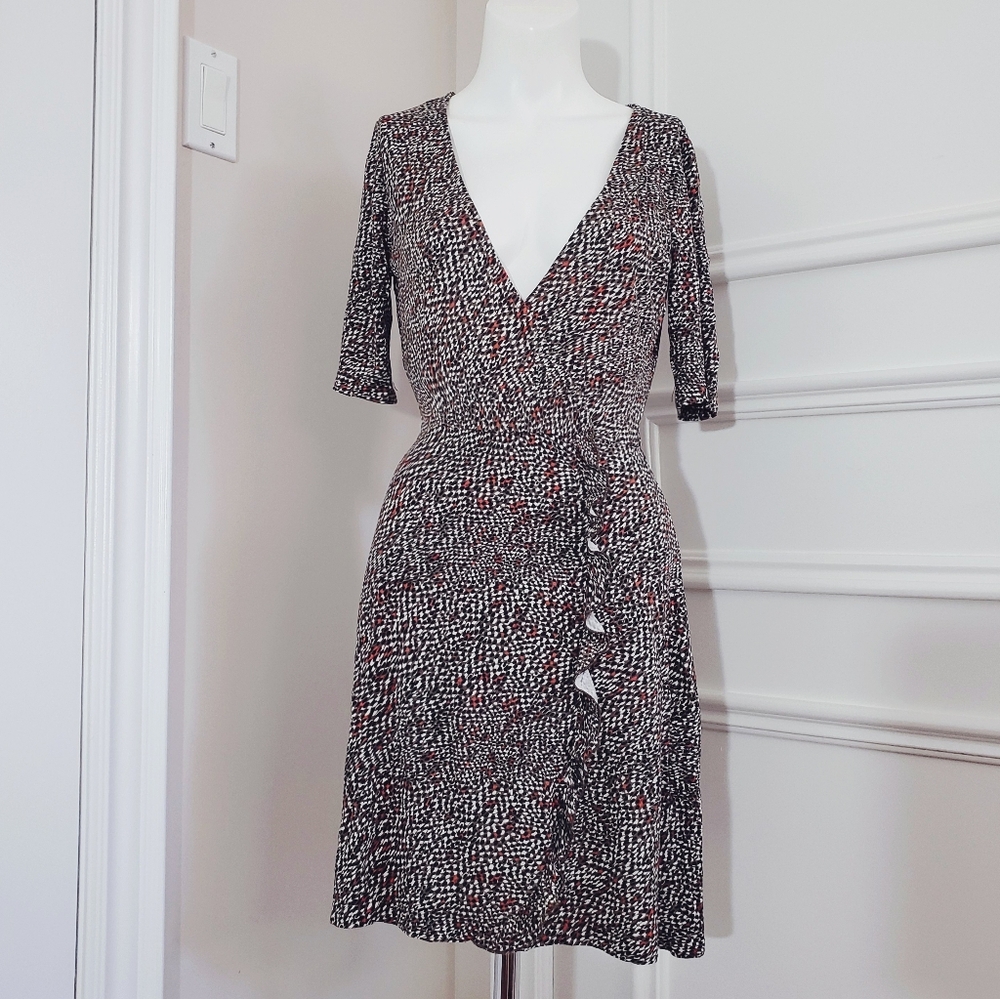 Astradivarius Brand New Soft Surplice Eyelet Wrap Skater Dress- Size Small